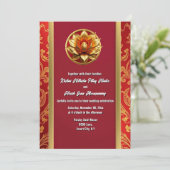 ヒンズー教ハスの花ブルゴーニュ金ゴールドフローラシック 招待状 (スタンド正面)
