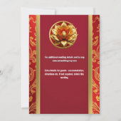 ヒンズー教ハスの花ブルゴーニュ金ゴールドフローラシック 招待状 (裏面)