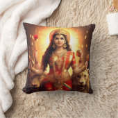 ヒンズー教女神ダーガビューティフル装飾用クッション クッション (ブランケット)