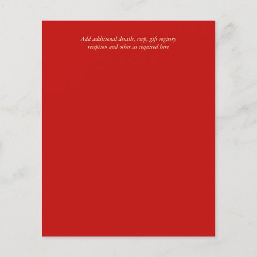 ヒンズー教結婚式招待状赤金ゴールド漫画カップル (裏面)