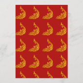 ヒンズー教結婚式招待状赤金ゴールド漫画カップル セーブザデート (裏面)