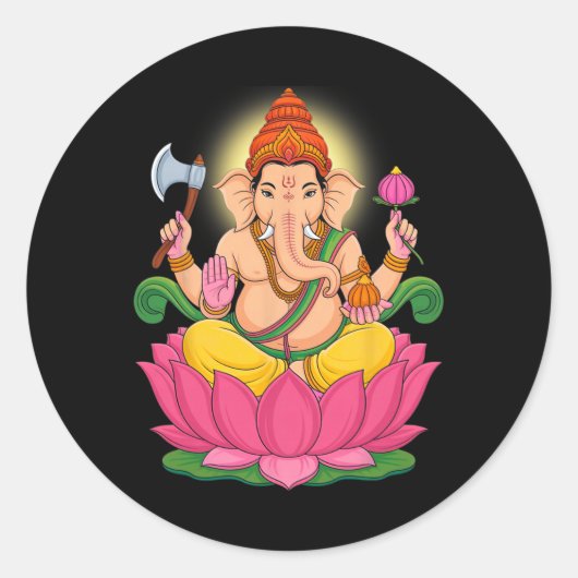 ヒンズー教 ガネーシャ プージャ 象 神 インド 瞑想 Y ラウンドシール (正面)