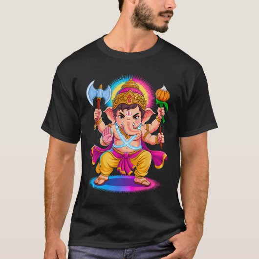 ヒンズー教 ガネーシャ プージャ 象 神 インド 瞑想 Y Tシャツ (正面)