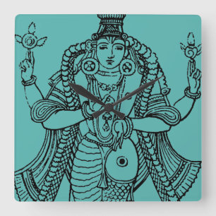 ヒンズー教: Vishnu スクエア壁時計