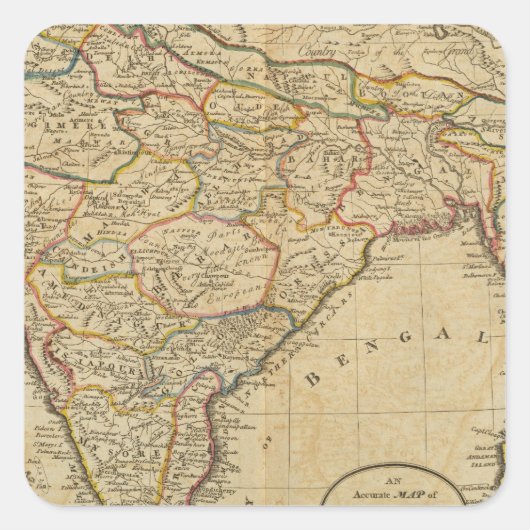 ヒンズー語またはインドの地図 スクエアシール (正面)