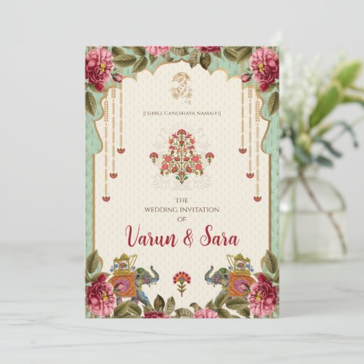 ヒンズー語結婚式招待状とインディアン招待状 招待状 (スタンド正面)