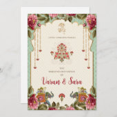 ヒンズー語結婚式招待状とインディアン招待状 招待状 (正面/裏面)