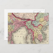 ヒンズー語、遠くインド、中国、チベットの地図 ポストカード (正面/裏面)