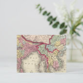 ヒンズー語、遠くインド、中国、チベットの地図 ポストカード (スタンド正面)