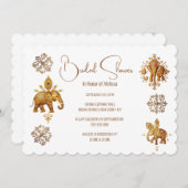 ヒンディインディアン象の花嫁になるブライダルシャワー 招待状 (正面/裏面)