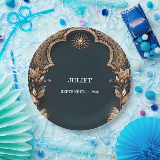 ヒンディヘナメーンディインディアンスタイルブライダルシャワー ペーパープレート (パーティー)