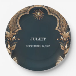 ヒンディヘナメーンディインディアンスタイルブライダルシャワー ペーパープレート