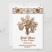 ヒンディメンディインディアンゾウhennaロータスフレーム 招待状 (正面)