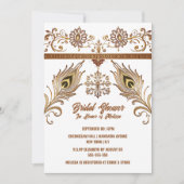 ヒンディメンディインディアンハス孔雀の羽根ブライダル 招待状 (正面)