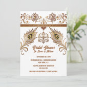 ヒンディメンディインディアンハス孔雀の羽根ブライダル 招待状 (スタンド正面)