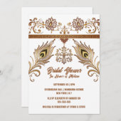 ヒンディメンディインディアンハス孔雀の羽根ブライダル 招待状 (正面/裏面)