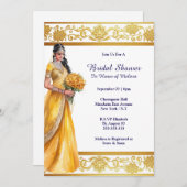 ヒンディメンディインディアンブライドイエロー金ゴールドブライダル 招待状 (正面/裏面)