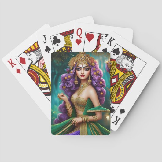 ヒンディー語の美し遊い少女のカード トランプ (裏面)