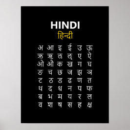ヒンディー語アルファベット अ–क्ष デーヴァナーガリー文字 ポスター