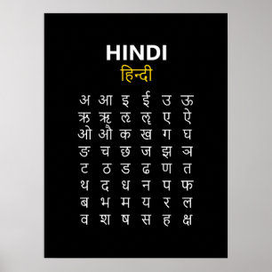 ヒンディー語アルファベット अ–क्ष デーヴァナーガリー文字 ポスター
