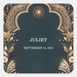 ヒンディー ヘンナ メンディ インドスタイル ブライダルシャワー スクエアシール