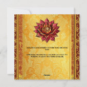 ヒンディ蓮の花の花嫁は金ゴールドブルゴーニュのシック シーズンカード (裏面)