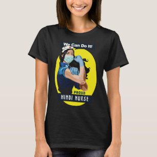ヒンディ誇りを持ったフロントラインワーカーロージーリベッターナースD Tシャツ
