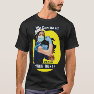 ヒンディ誇りを持ったフロントラインワーカーロージーリベッターナースD Tシャツ