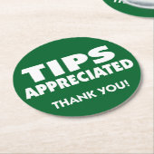 ヒントに感謝ティッピングのリマインダー ラウンドペーパーコースター (アングル)