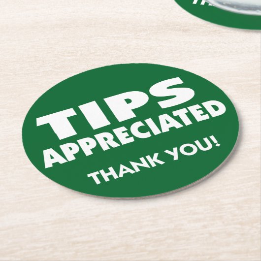 ヒントに感謝ティッピングのリマインダー ラウンドペーパーコースター (アングル)