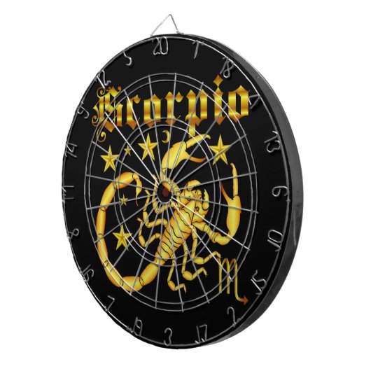 ヒントの下の(占星術の)十二宮図の蠍座デザイン1の眺め ダーツボード (正面右)