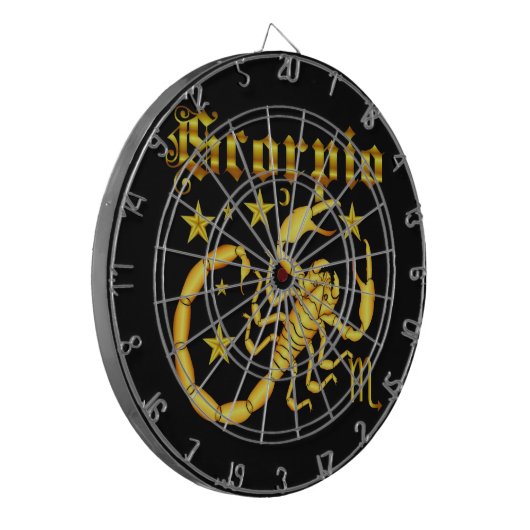 ヒントの下の(占星術の)十二宮図の蠍座デザイン1の眺め ダーツボード (正面左)