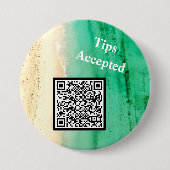 ヒント受け付け済みカスタムQRコードビーチ写真 缶バッジ (正面)