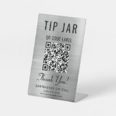 ヒントJAR QRコードシルバーテーブルトップ 台座サイン (正面)