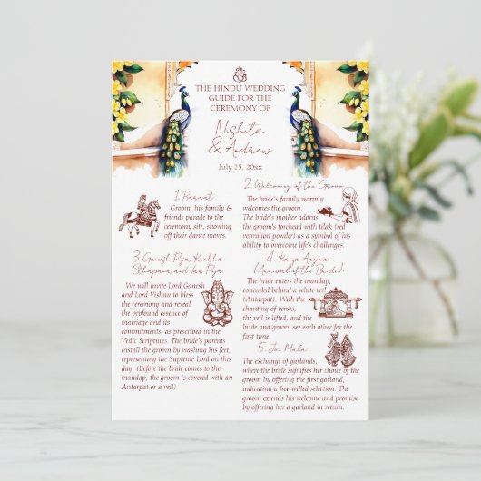 ヒンドゥーの結婚の儀式ピーコックジャイプール宮殿 招待状 (スタンド正面)