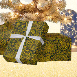 ヒンドゥーエレガントンドマンダラ模様グリーン金ゴールドディワリ ラッピングペーパー