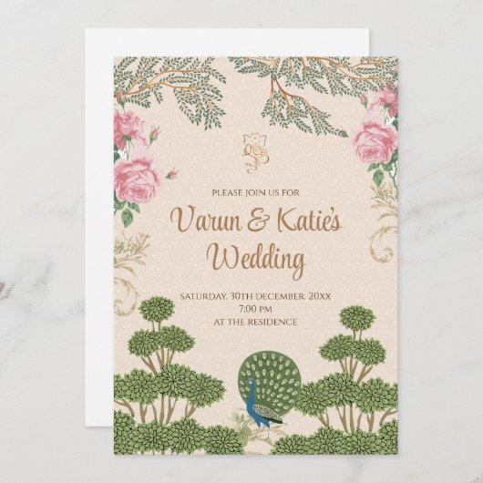 ヒンドゥー招待状&インディアン結婚式招待状 招待状 (正面/裏面)