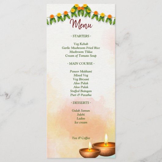 ヒンドゥー教のカップルTamilとマリゴールド結婚ガーランド メニュー (正面)