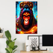 ヒンドゥー教のハヌマン神のポートレート | AI Art ポスター (ホームオフィス)