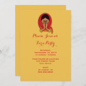 ヒンドゥー教の女性のナマステポーズジェネリックパーティー 招待状 (正面/裏面)