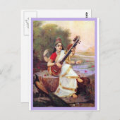 ヒンドゥー教の女神サラスワティ ポストカード (正面/裏面)