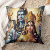 ヒンドゥー教の神と女神シヴァとパルバティ枕 クッション (ブランケット)