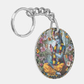 ヒンドゥー教の神の保護キーチェーン、クリシュナエネルギー キーホルダー (正面左)