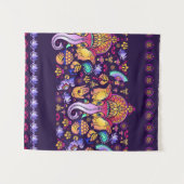 ヒンドゥー教の神ガネーシャとインディアンのシンボル タペストリー (正面(横))