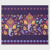 ヒンドゥー教の神ガネーシャとインディアンのシンボル ラッピングペーパー (フラット)
