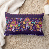 ヒンドゥー教の神ガネーシャとインディアンのシンボル ランバークッション (ブランケット)