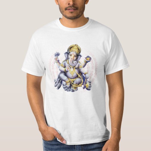 ヒンドゥー教の神ガネーシャの奉納グラフィックTシャツ Tシャツ (正面)