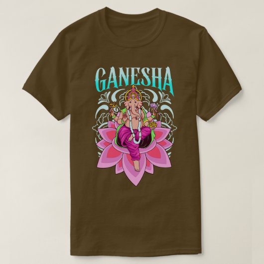 ヒンドゥー教の神ガネーシャ Tシャツ (デザイン正面)