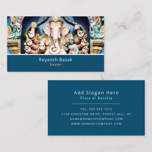 ヒンドゥー教の神ガネーシュ、ヒンズー教、宗教 名刺 (正面/裏面)