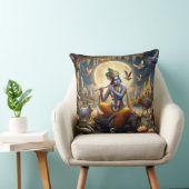 ヒンドゥー教の神クリシュナとフルート – 装飾用クッション クッション (椅子)